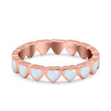 Heart Ring Band Lab Created Opal 925 Sterling Silver (4mm)