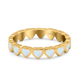 Heart Ring Band Lab Created Opal 925 Sterling Silver (4mm)