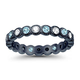 3.5mm Bezel Set Full Eternity Band Ring Alternating Round Simulated CZ 925 Sterling Silver