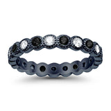 3.5mm Bezel Set Full Eternity Band Ring Alternating Round Simulated CZ 925 Sterling Silver