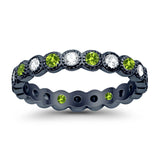 3.5mm Bezel Set Full Eternity Band Ring Alternating Round Simulated CZ 925 Sterling Silver