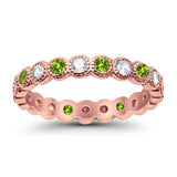 3.5mm Bezel Set Full Eternity Band Ring Alternating Round Simulated CZ 925 Sterling Silver