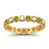 3.5mm Bezel Set Full Eternity Band Ring Alternating Round Simulated CZ 925 Sterling Silver