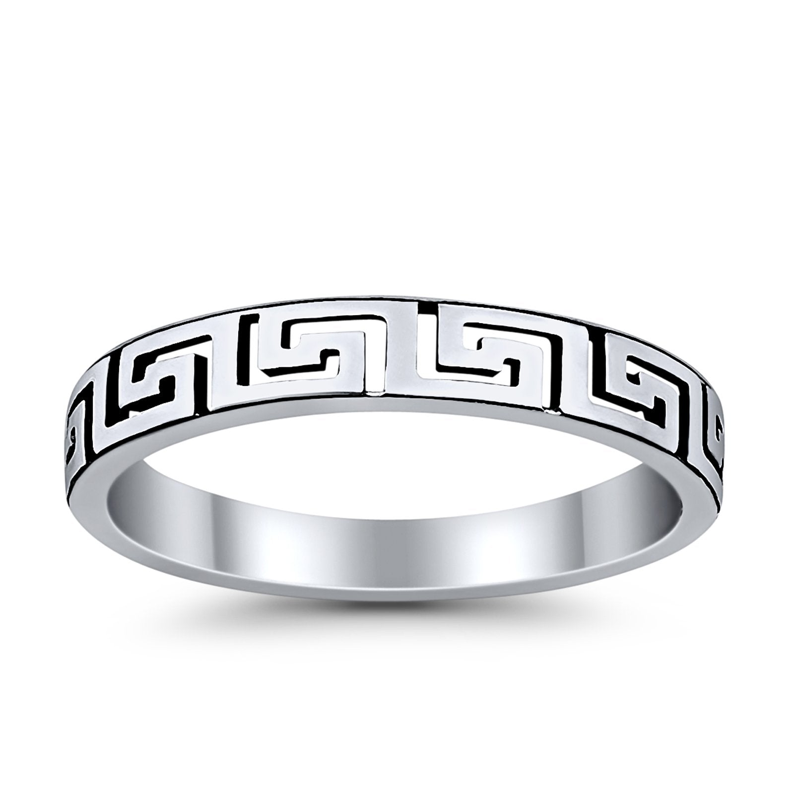 Plain Greek Key Spiral Band Ring Solid 925 Sterling Silver