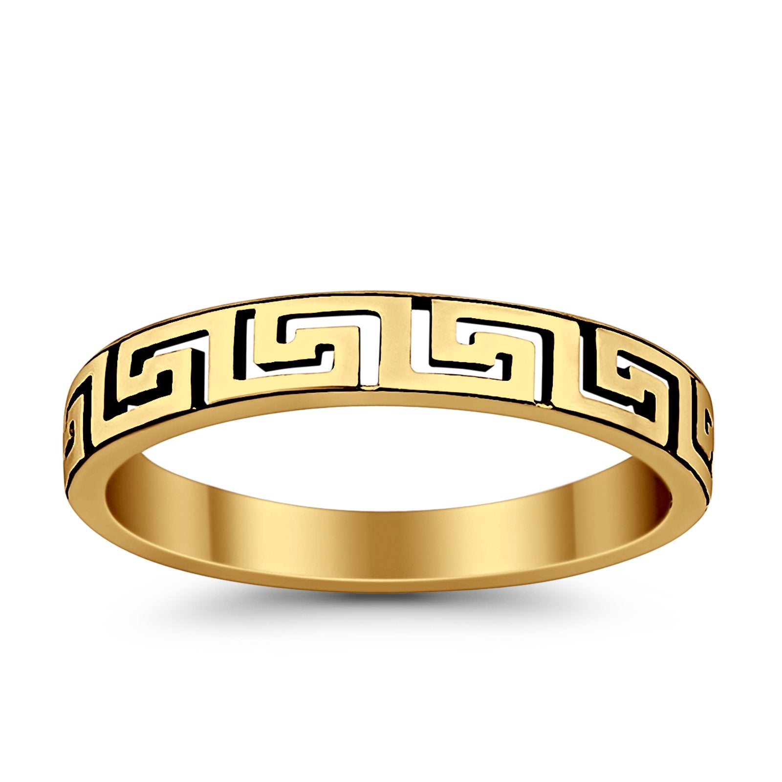 Plain Greek Key Spiral Band Ring Solid 925 Sterling Silver
