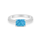 Vintage Wedding Ring Sideways Emerald Cut Round CZ 925 Sterling Silver