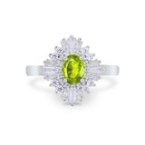 Vintage Oval Wedding Bridal Ring Round Simulated Cubic Zirconia 925 Sterling Silver