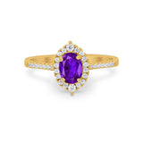 Oval Wedding Ring Vintage Round Simulated Cubic Zirconia 925 Sterling Silver