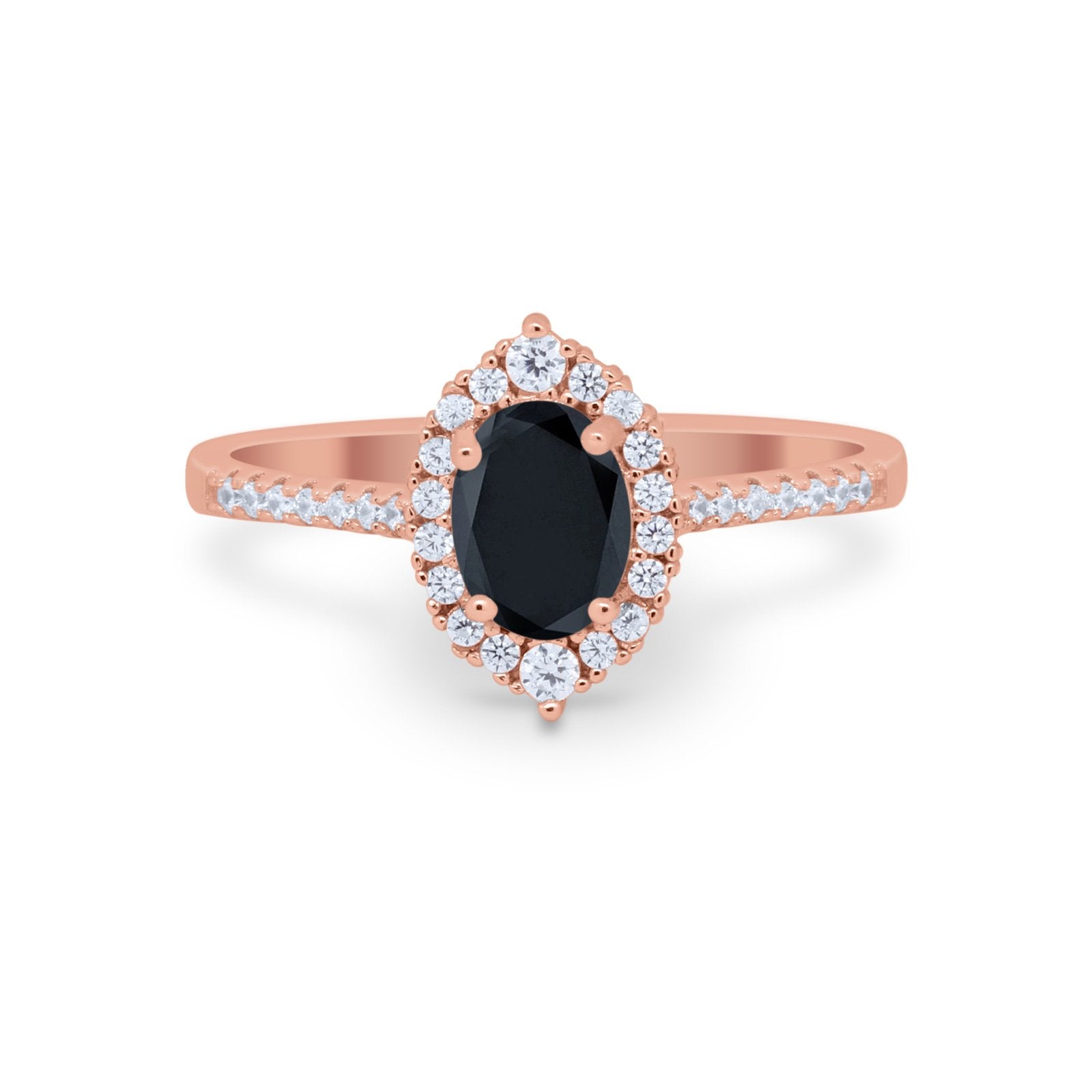 Oval Wedding Ring Vintage Round Simulated Cubic Zirconia 925 Sterling Silver