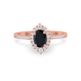 Oval Wedding Ring Vintage Round Simulated Cubic Zirconia 925 Sterling Silver