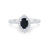 Oval Wedding Ring Vintage Round Simulated Cubic Zirconia 925 Sterling Silver