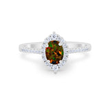 Oval Wedding Ring Vintage Round Simulated Cubic Zirconia 925 Sterling Silver