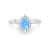 Oval Wedding Ring Vintage Round Simulated Cubic Zirconia 925 Sterling Silver