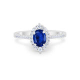 Oval Wedding Ring Vintage Round Simulated Cubic Zirconia 925 Sterling Silver