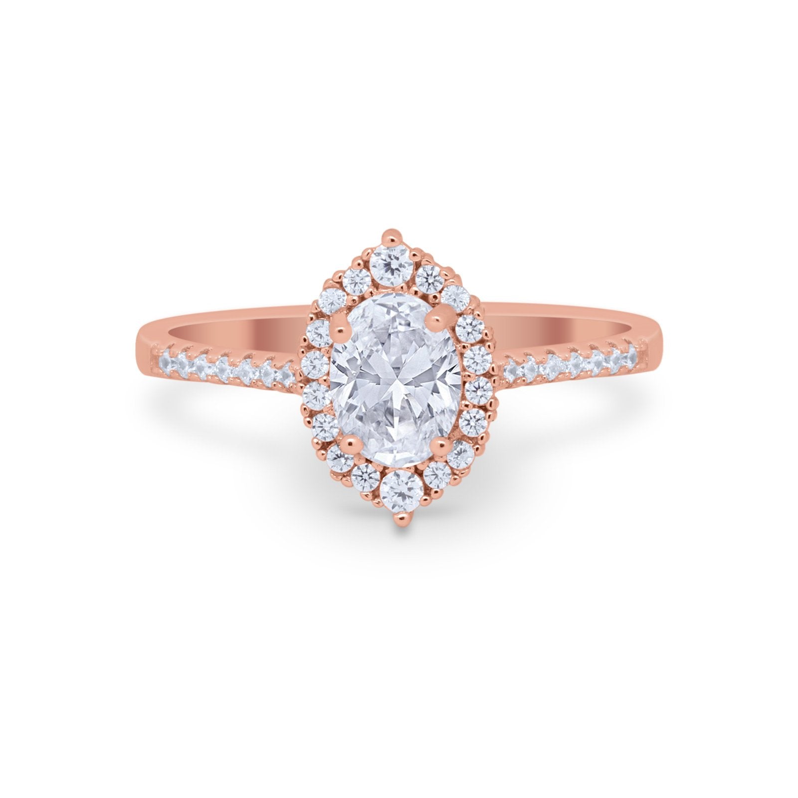 Oval Wedding Ring Vintage Round Simulated Cubic Zirconia 925 Sterling Silver