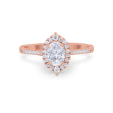 Oval Wedding Ring Vintage Round Simulated Cubic Zirconia 925 Sterling Silver