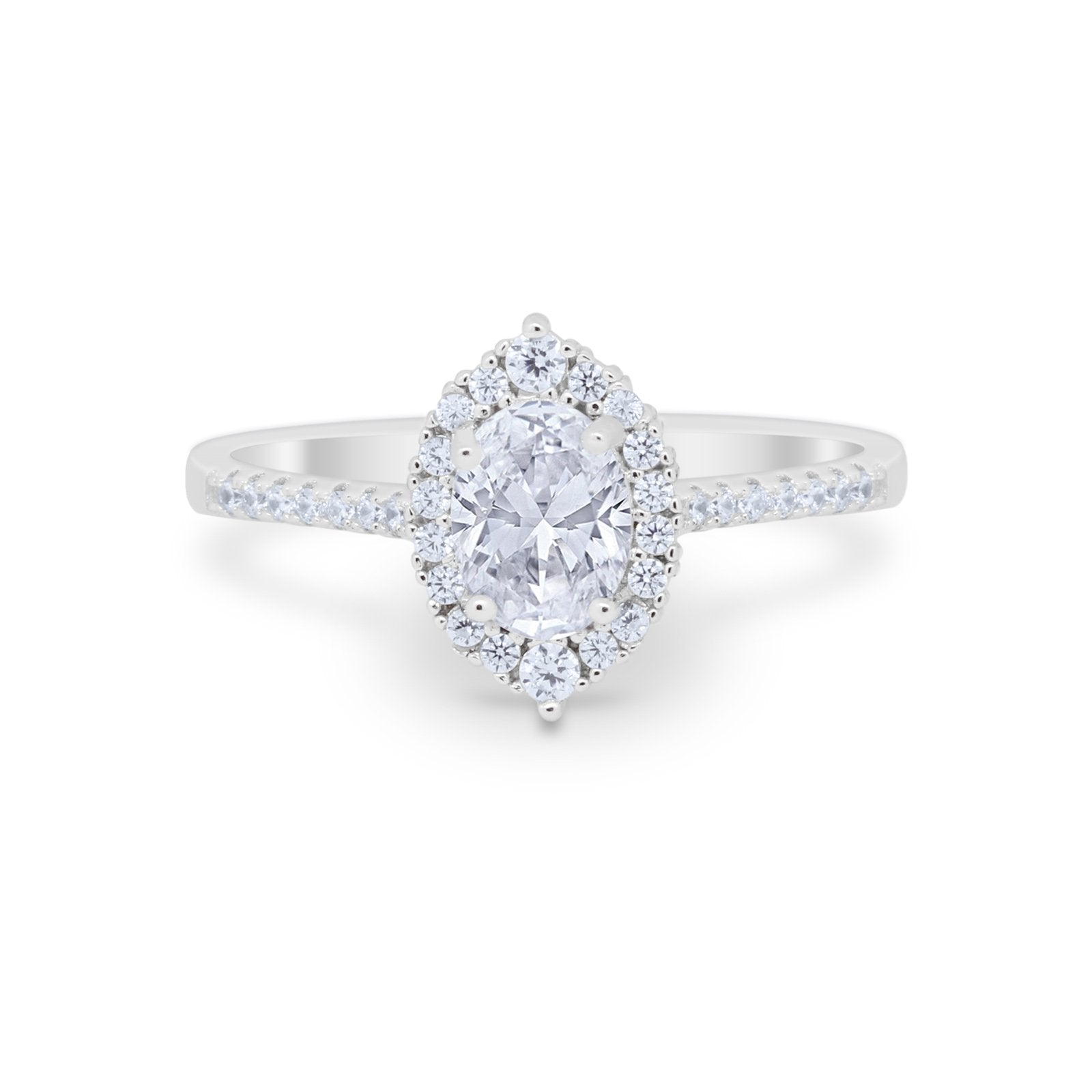 Oval Wedding Ring Vintage Round Simulated Cubic Zirconia 925 Sterling Silver