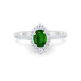 Oval Wedding Ring Vintage Round Simulated Cubic Zirconia 925 Sterling Silver