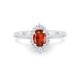 Oval Wedding Ring Vintage Round Simulated Cubic Zirconia 925 Sterling Silver