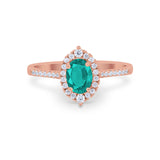 Oval Wedding Ring Vintage Round Simulated Cubic Zirconia 925 Sterling Silver