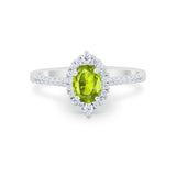 Oval Wedding Ring Vintage Round Simulated Cubic Zirconia 925 Sterling Silver
