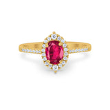 Oval Wedding Ring Vintage Round Simulated Cubic Zirconia 925 Sterling Silver