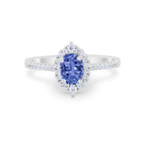 Oval Wedding Ring Vintage Round Simulated Cubic Zirconia 925 Sterling Silver