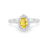 Oval Wedding Ring Vintage Round Simulated Cubic Zirconia 925 Sterling Silver