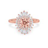 Art Deco Wedding Engagement Bridal Ring Baguette Round CZ 925 Sterling Silver