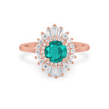 Art Deco Wedding Engagement Bridal Ring Baguette Round CZ 925 Sterling Silver