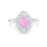 Art Deco Wedding Engagement Bridal Ring Baguette Round CZ 925 Sterling Silver