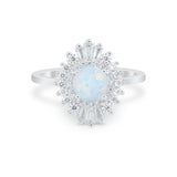 Art Deco Wedding Engagement Bridal Ring Baguette Round CZ 925 Sterling Silver