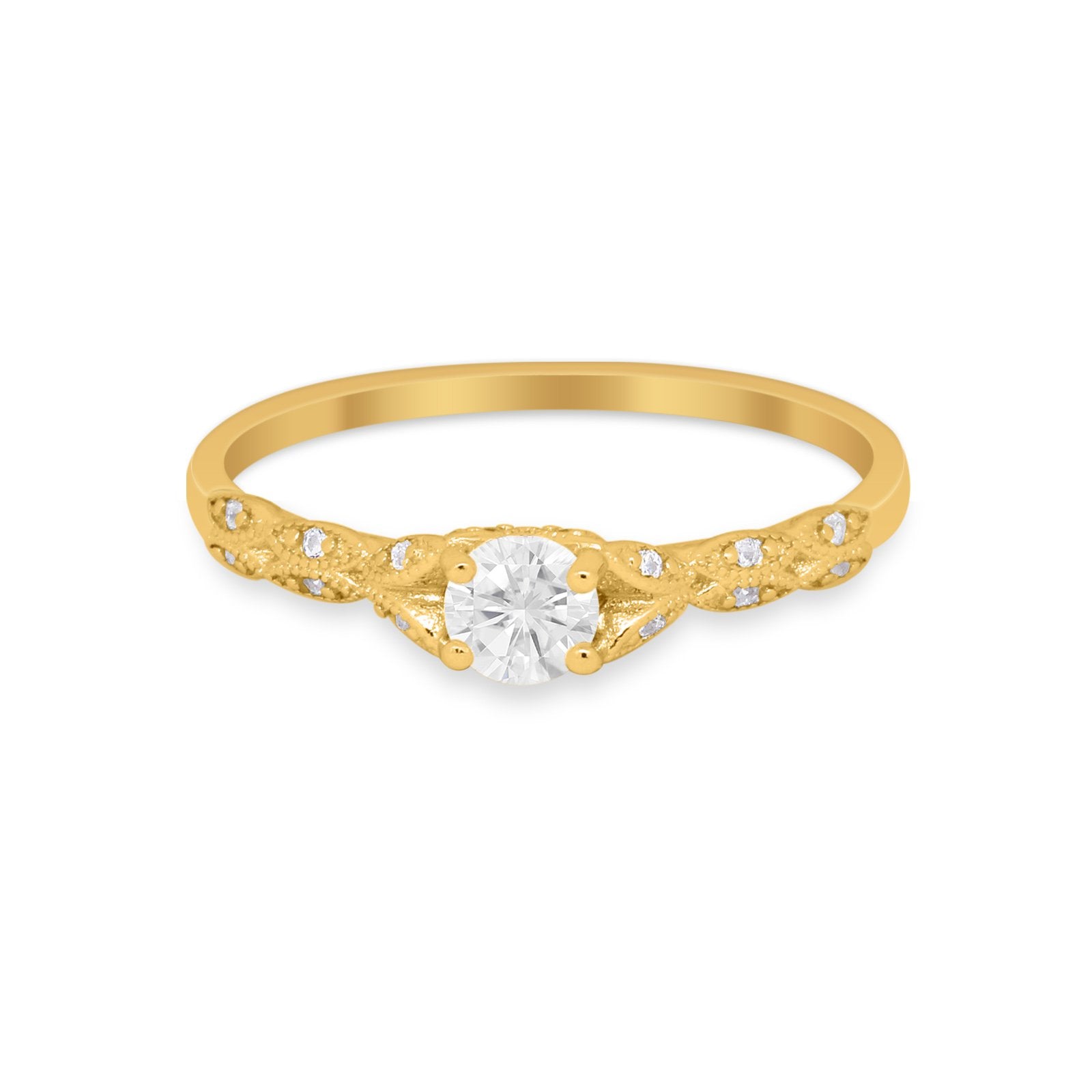 Petite Dainty Art Deco Wedding Engagement Ring Round CZ 925 Sterling Silver