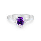 Halo Floral Art Deco Wedding Engagement Ring Round CZ 925 Sterling Silver