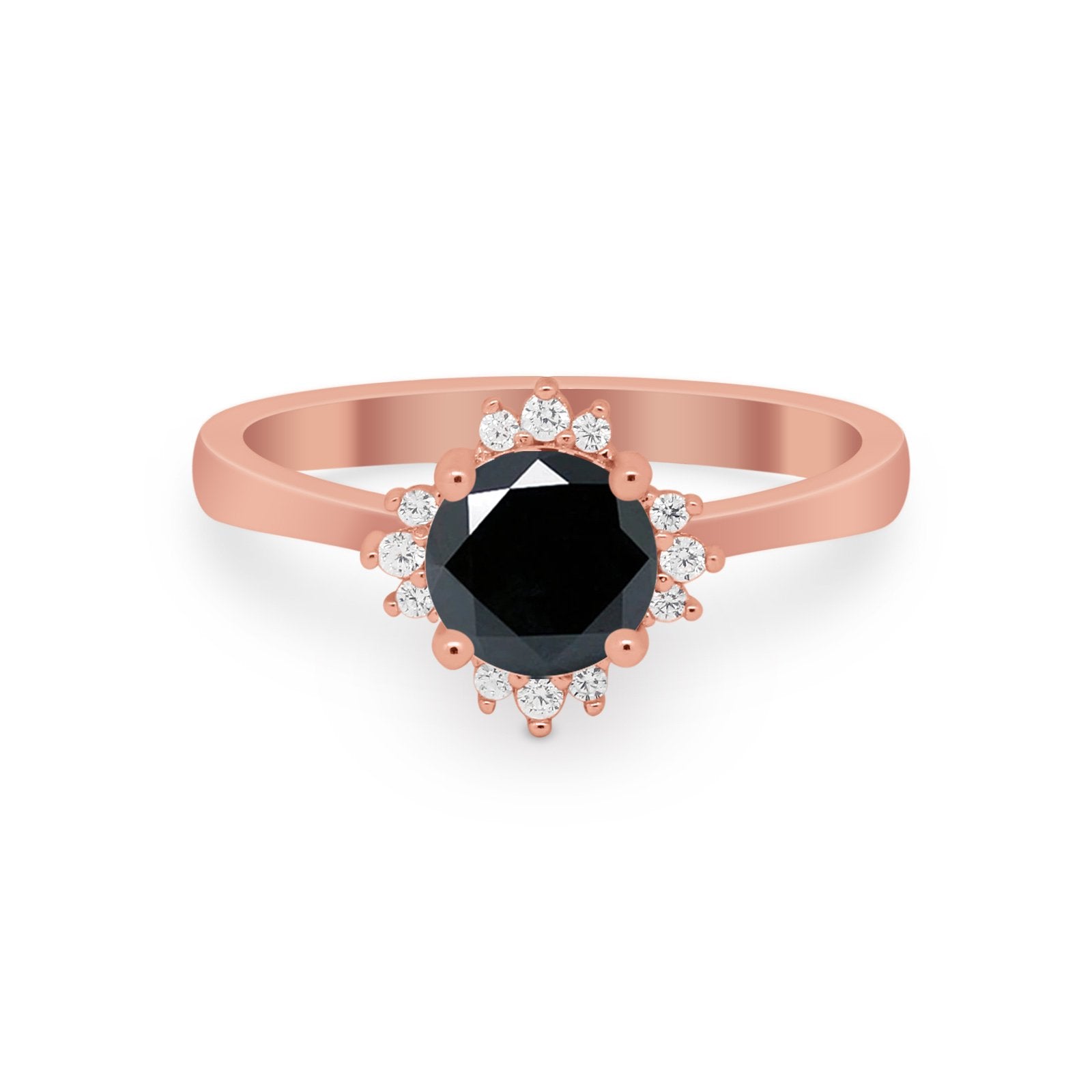 Halo Floral Art Deco Wedding Engagement Ring Round CZ 925 Sterling Silver