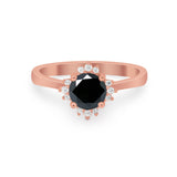 Halo Floral Art Deco Wedding Engagement Ring Round CZ 925 Sterling Silver