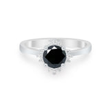 Halo Floral Art Deco Wedding Engagement Ring Round CZ 925 Sterling Silver