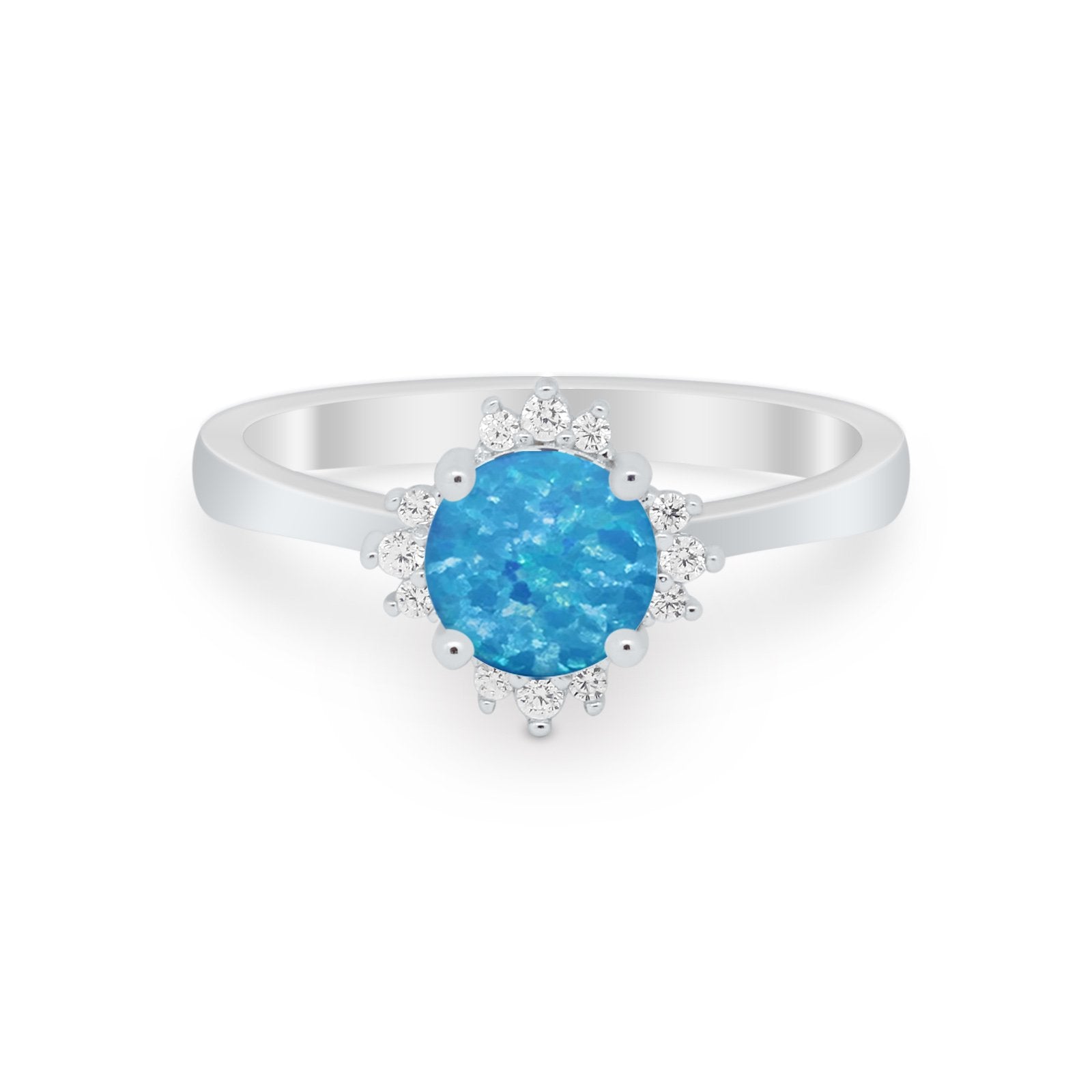 Halo Floral Art Deco Wedding Engagement Ring Round CZ 925 Sterling Silver