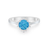 Halo Floral Art Deco Wedding Engagement Ring Round CZ 925 Sterling Silver