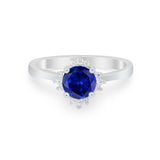 Halo Floral Art Deco Wedding Engagement Ring Round CZ 925 Sterling Silver