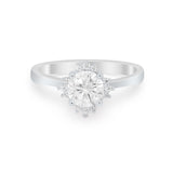 Halo Floral Art Deco Wedding Engagement Ring Round CZ 925 Sterling Silver