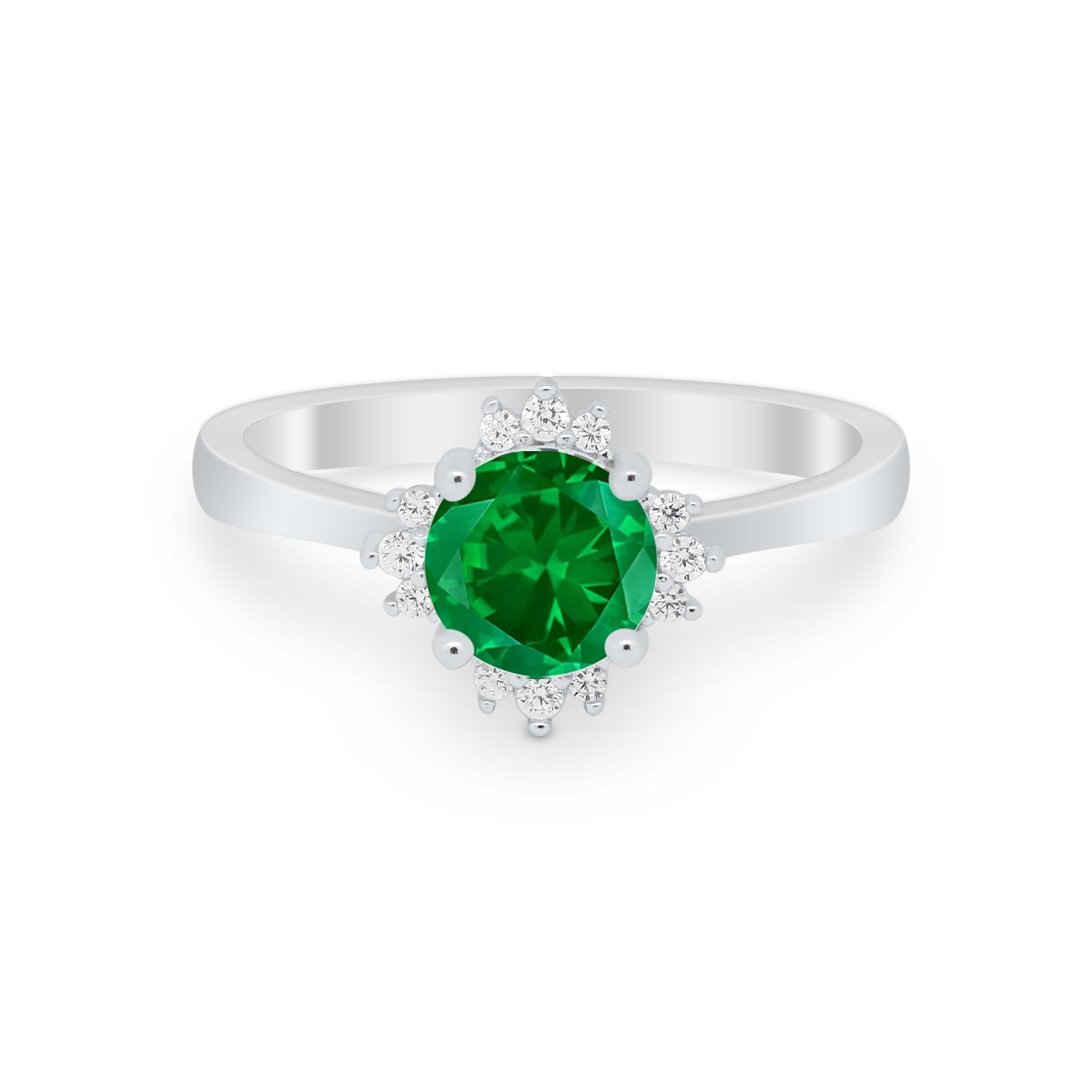 Halo Floral Art Deco Wedding Engagement Ring Round CZ 925 Sterling Silver