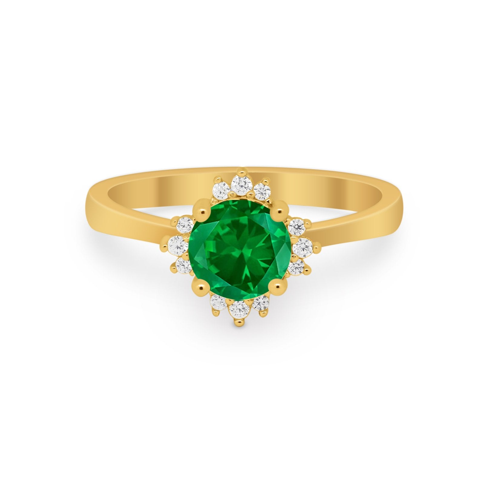 Halo Floral Art Deco Wedding Engagement Ring Round CZ 925 Sterling Silver