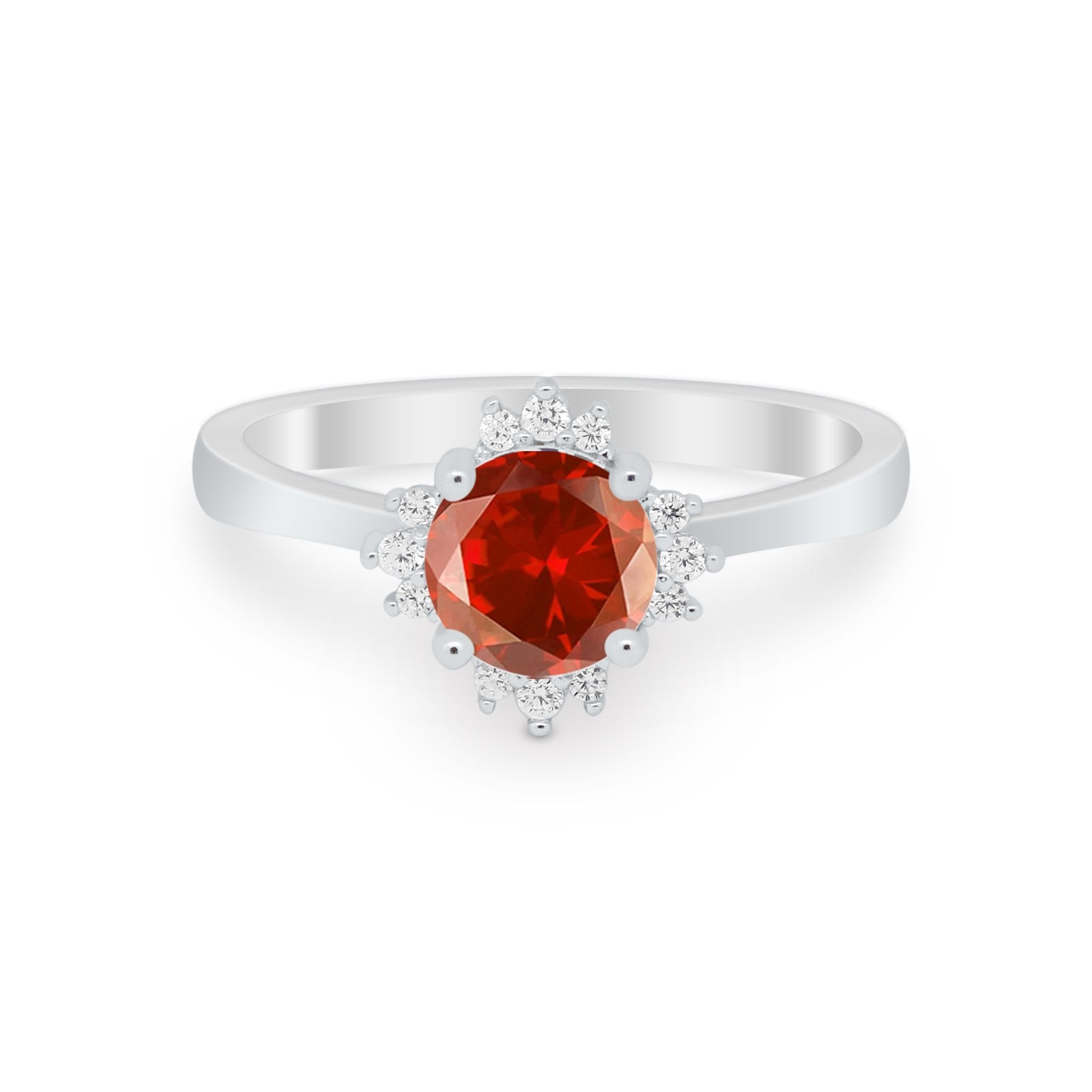 Halo Floral Art Deco Wedding Engagement Ring Round CZ 925 Sterling Silver