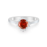 Halo Floral Art Deco Wedding Engagement Ring Round CZ 925 Sterling Silver
