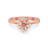 Halo Floral Art Deco Wedding Engagement Ring Round CZ 925 Sterling Silver