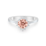 Halo Floral Art Deco Wedding Engagement Ring Round CZ 925 Sterling Silver