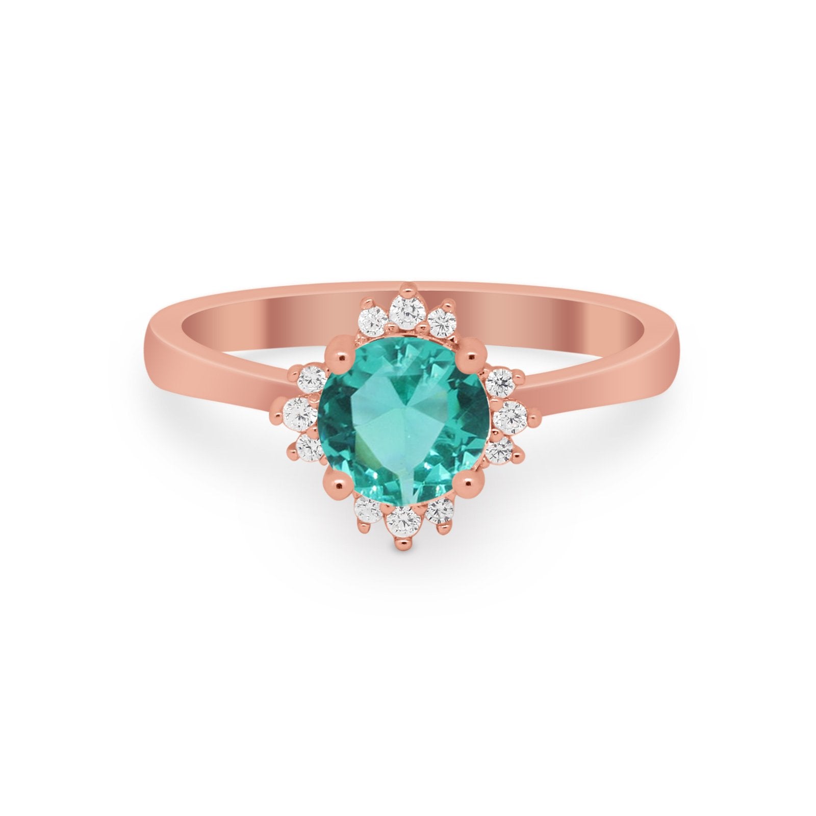 Halo Floral Art Deco Wedding Engagement Ring Round CZ 925 Sterling Silver