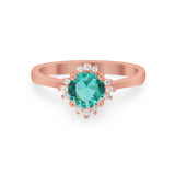 Halo Floral Art Deco Wedding Engagement Ring Round CZ 925 Sterling Silver