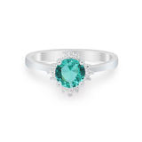 Halo Floral Art Deco Wedding Engagement Ring Round CZ 925 Sterling Silver